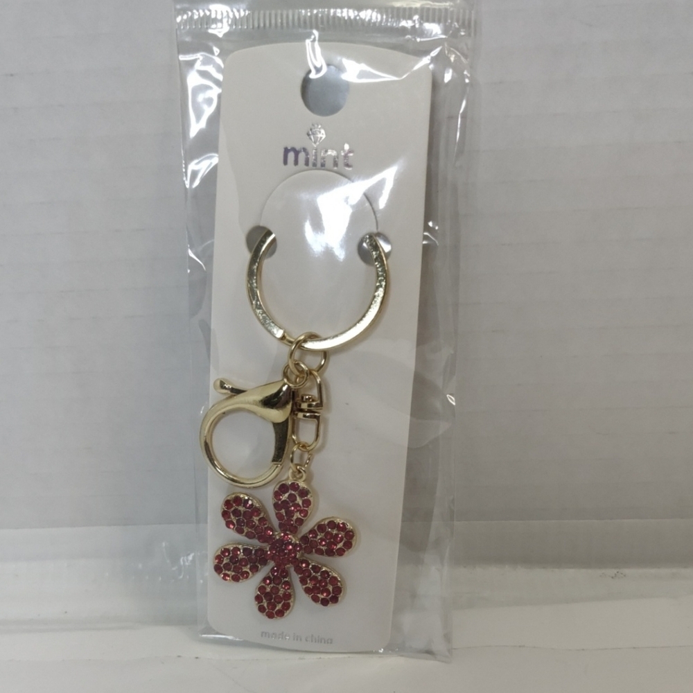 Mint Gold and Red Flower Key Holder